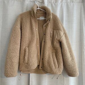Abercrombie & Fitch Tan Sherpa Fleece Jacket - Medium (fits large).